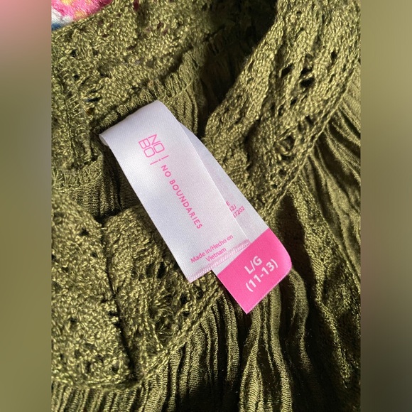 Wispy, mossy gauzy bohemian hippie cold-shoulder ribbon top Sz LRG cottage-core - Picture 5 of 6